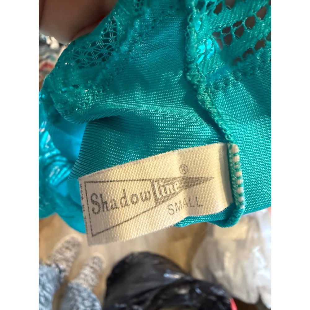 Shadowline Turquoise Blue Lace Trim Slip Dress Nightgown Lingerie Small - Picture 6 of 6